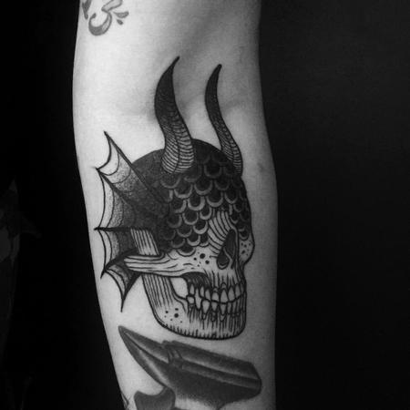 Tattoos - skull horns - 128690